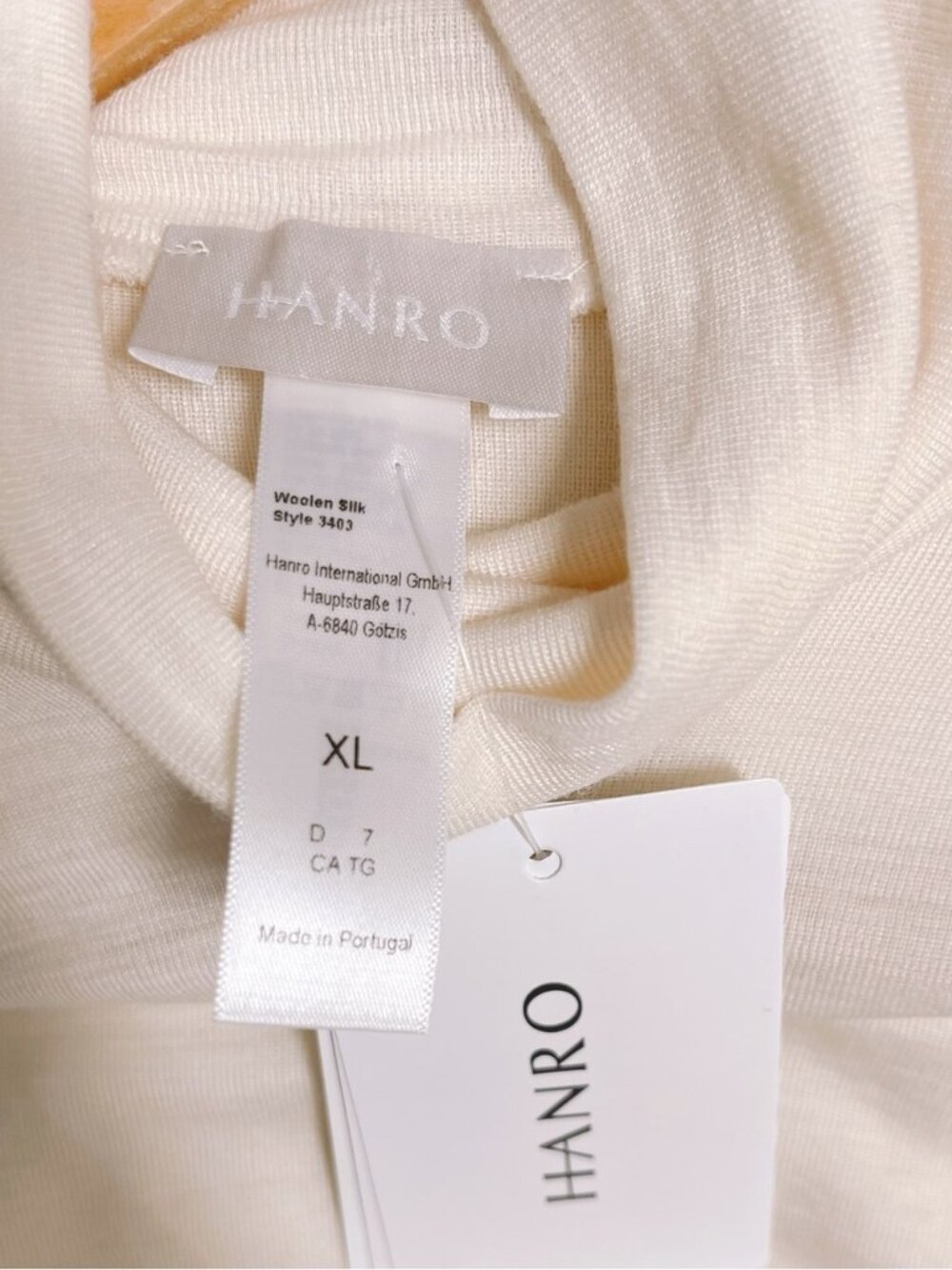 NANRO Wool & Silk Classic Women's Cream Turtleneck Long Sleeve Pullover XL - Picture 7 of 8